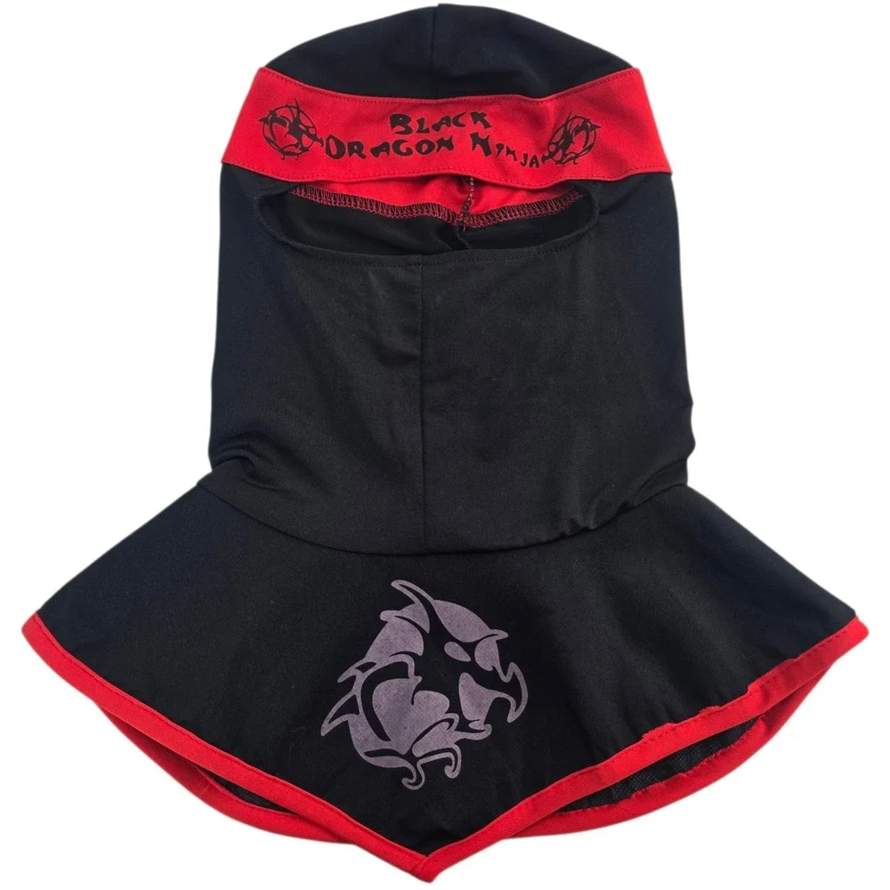 Dress Up America Black Dragon Ninja Hood Kids Small 4-6 Black Red Balaclava Mask